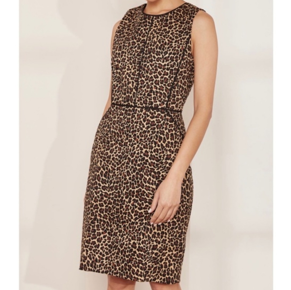 J Crew Women Dress Size 00 Leopard Cheetah Print Cotton Blend Style J587…